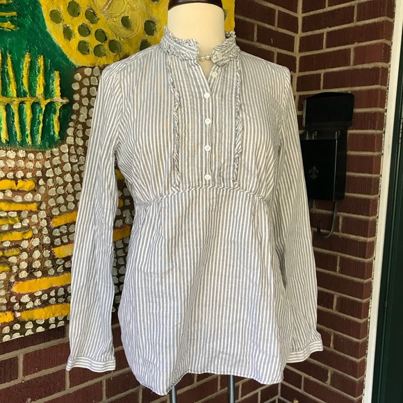 J. Crew Stripe Popover Longsleeve Top - Picture 7 of 7